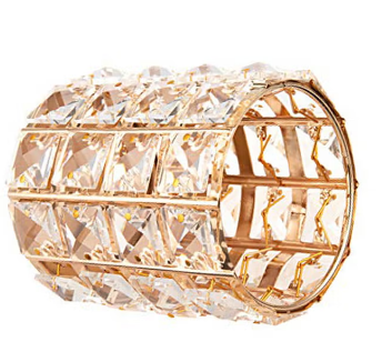 حامل لفرش المكياج بتصميم كريستالي ذهبي